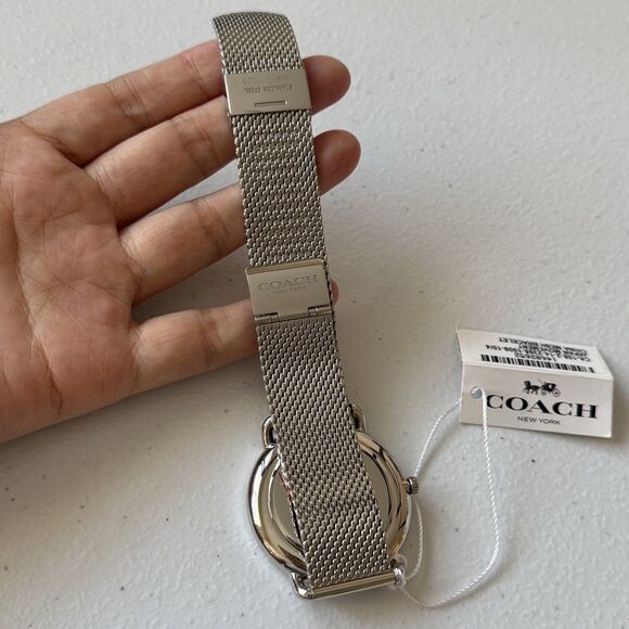 COACH Unisex Elliot Silver-Tone Stainless Steel Mesh Bracelet Watch 41mm - Picture 7 of 8